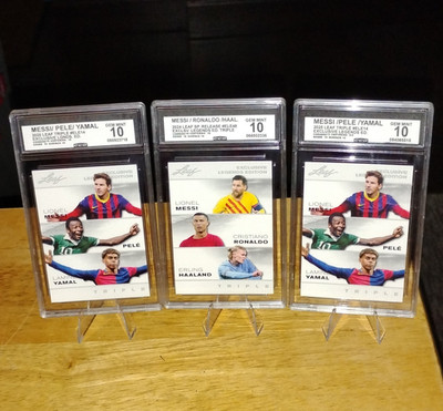 2024 Messi Haal Pele Yamal Ronaldo   Triple Exclusive Edition Graded 10 GEM MT