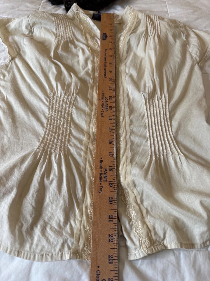 Утка голова XL слоновой кости блузка кружева отделки и заколка Tuck Y2K женский alt вампир дневники - Изображение 4 из 4