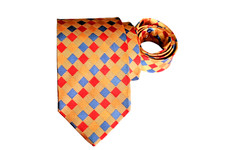 XMI MEN'S TIE ORANGE/GEOMETRIC WIDTH: 3.75" LENGTH: 62"