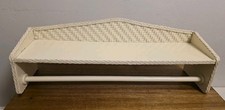 Vintage Mid Century Ivory Wicker Shelf 18 " with Towel Bar 16 " Boho 1960s