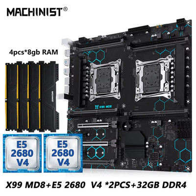 Dual CPU X99 Motherboard Kit MACHINIST E5-2680 V4 RAM DDR4 32GB