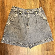 Vintage Bill Blass Jean Mom Shorts Size 14 Pleated High Waisted Blue Denim