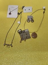 jewelry lot 4026, Diamond Chip, Mermaid & Pink pearl Ears,3 Necklaces & 2 Rings