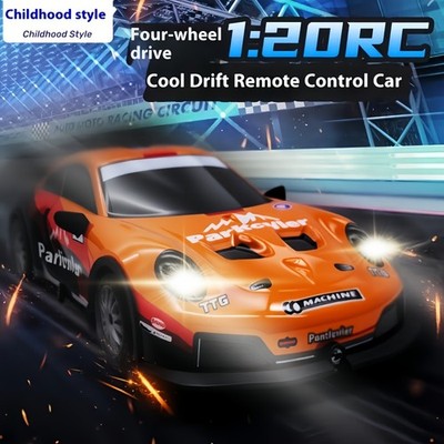 1:24 RC Drift Car 4WD 28km/h LED Lights 2 Batteries Drift Tires Gift