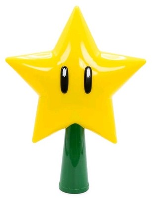 Nintendo Super Mario 9'' Christmas Tree Topper Super Star Light Up LED Plug In