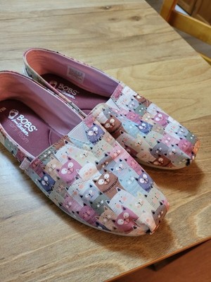 Bobs From Skechers Woman s Multiple Colors Kitty Jam Canvas Slip On Flats Sz 9.5