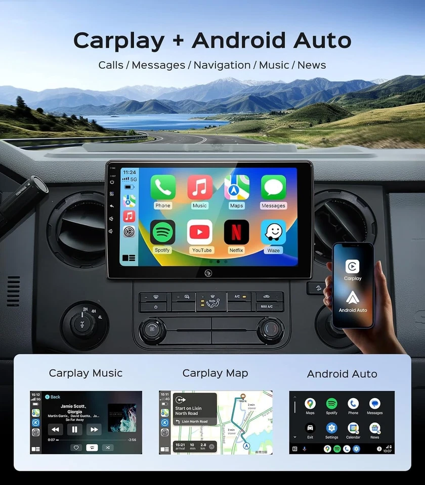 10" Car Radio for Ford F150 F250 F350 | Wireless CarPlay Android Auto GPS - Image 2 of 4