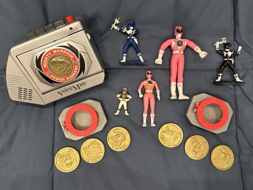 Mighty Morphin Power Rangers Lot (Vintage 1990s) Morph Coins, VoiceMan, & More