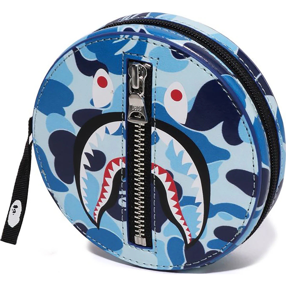 A BATHING APE ABC CAMO SHARK COIN CASE BLUE 1L80-190-012 New With