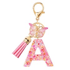 New Fashion Kingdom Initial letter Keychains Standard, A-pink Cute Butterfly