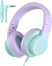 Kids Headphones, Wired Headphones for Over Ear with Light Purple
