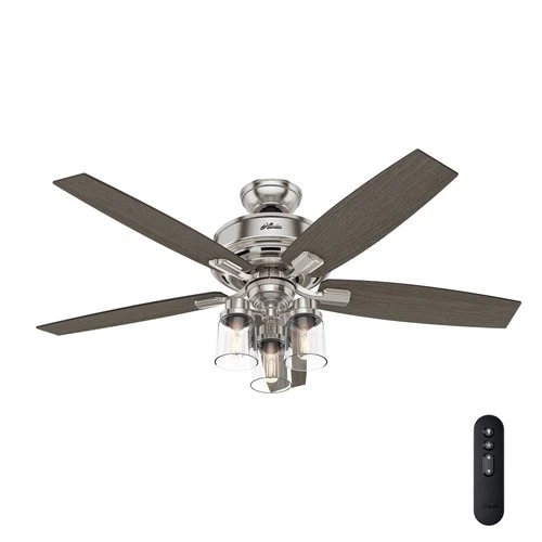 52" Hunter Bennett 3-Light LED Brushed Nickel Ceiling Fan with Remote - Picture 3 of 10