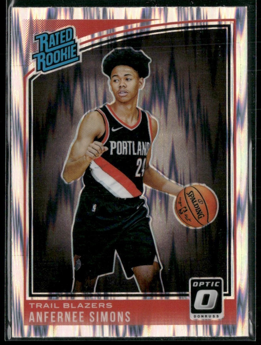 Anfernee Simons 2018-19 Donruss Optic Silver Flash Prizm RC #186 Portland Trail