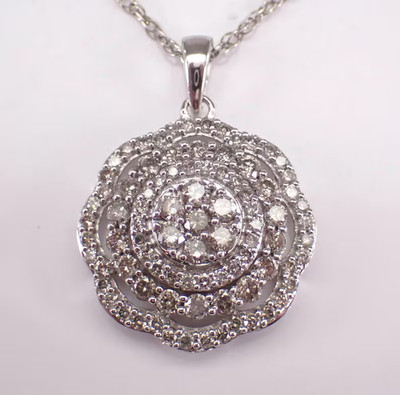 2TCW Lab Created Diamond 14k White Yellow Plated Charm Pendant Free Chain 18''