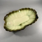Vintage Hull Pottery Scalloped Edge Bowl Avocado Green Hallmarked Hull USA 31