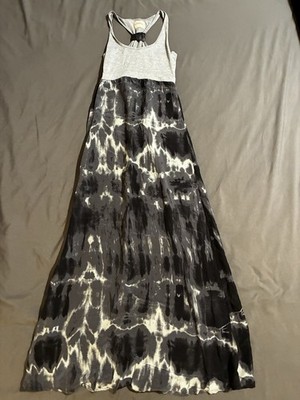 Gypsy05 Made In Hollywood CA Dress Sundress Summer Tie Dye Grey Maxi Silk XS