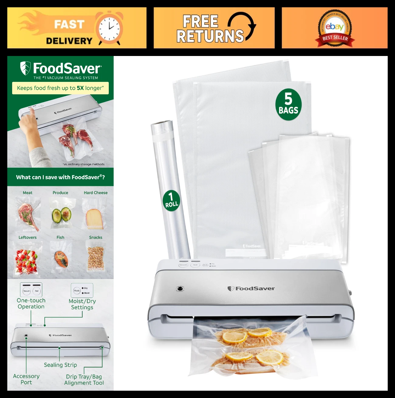 Compact Vacuum Sealer Machine with Airtight Bags & Roll - Ideal for Sous Vide &