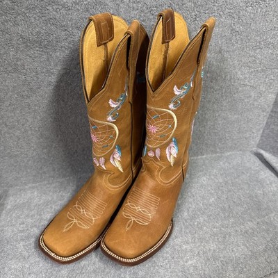 Bota Vaquera Denisse Romero Women's Leather Square Toe Boots Brown 7.5US /24MX