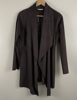 Soft Surroundings Womens M Brown Faux Suede Robin Lasercut Cowgirl Rodeo Open