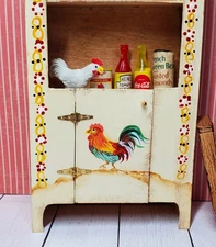 Miniature Dollhouse Furniture Colonial Folk Art Kitchen Cabinet 