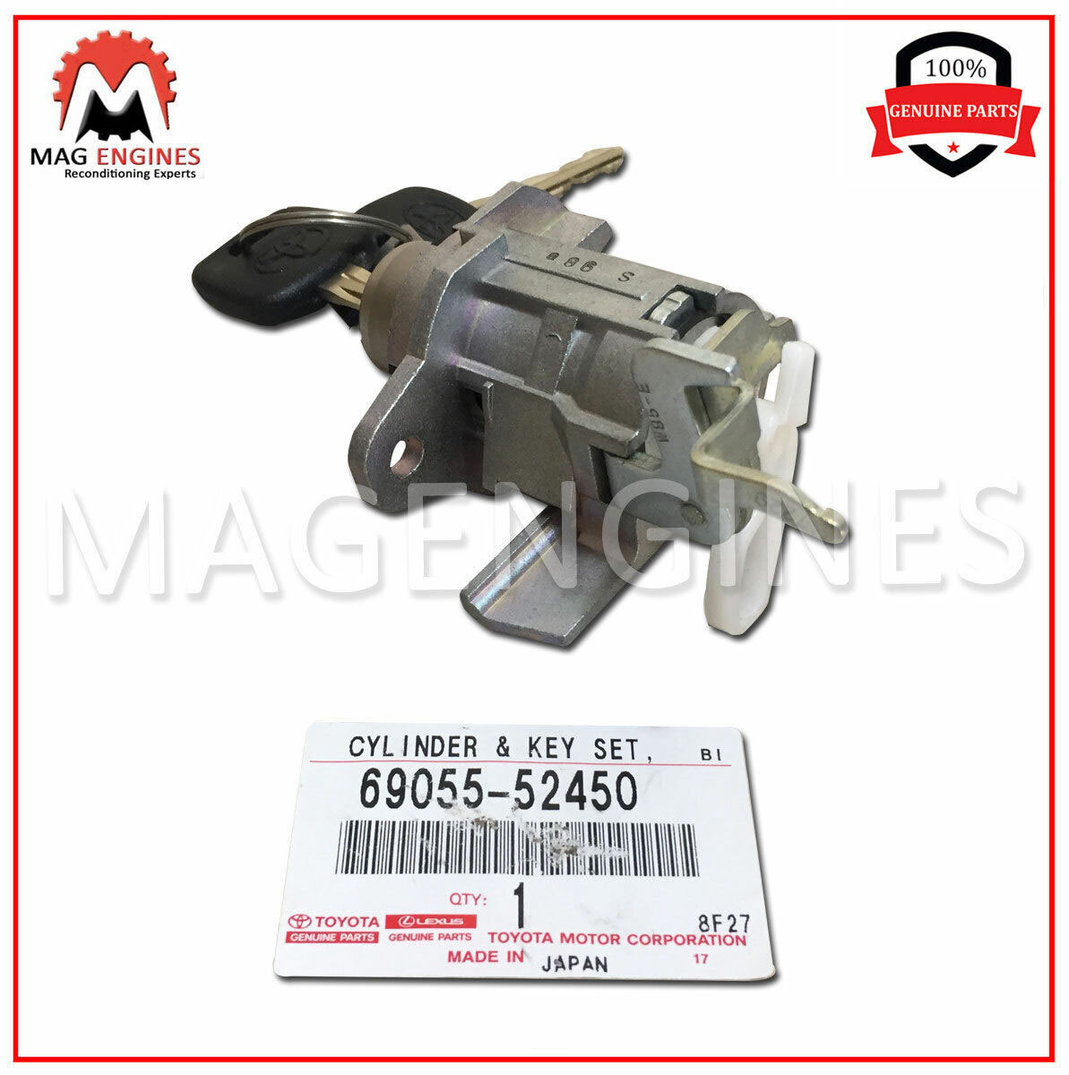 トヨタ 69055-52450 GENUINE OEM BACK DOOR LOCK CYLINDER & KEY SET FOR