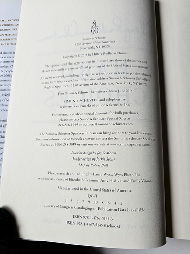*SIGNIERT! Hillary Rodham Clinton HARD CHOICE 2014 Hardcover Buch HANDSIGNIERT! - Bild 10 von 19