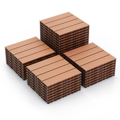 12 x 12''Interlocking Wood Flooring 18PCS Interlocking Deck Tiles Without Warping