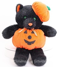 Vintage HALLOWEEN BEAR w/Pumpkin Body and Hat Plush - 14 in Pumpkin Pals PJ Toys