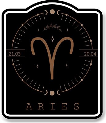 Aries Zodiac Sign Astrology Horoscope BLACK Aluminum Composite Sign