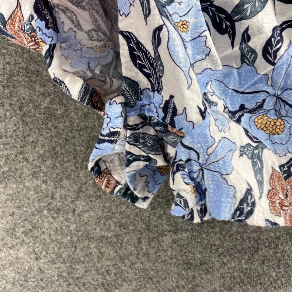 Old Navy Jumpsuit Women L Large Blue Floral Sleeveless Halter Neck Linen Casual - Image 3 of 4