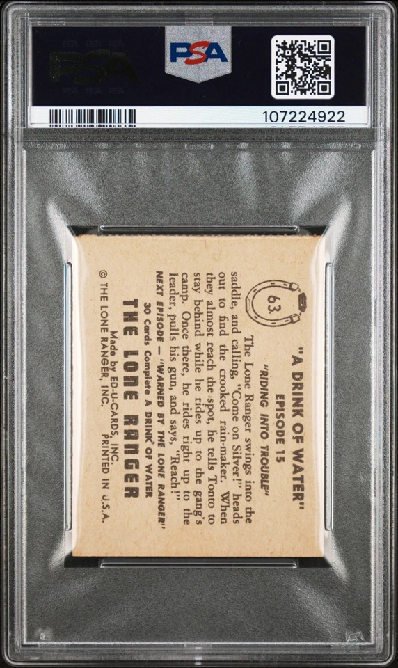 1950-60 W536-2 Lone Ranger Perforated #63 Riding Into Trouble PSA 6 - Image 2 of 2