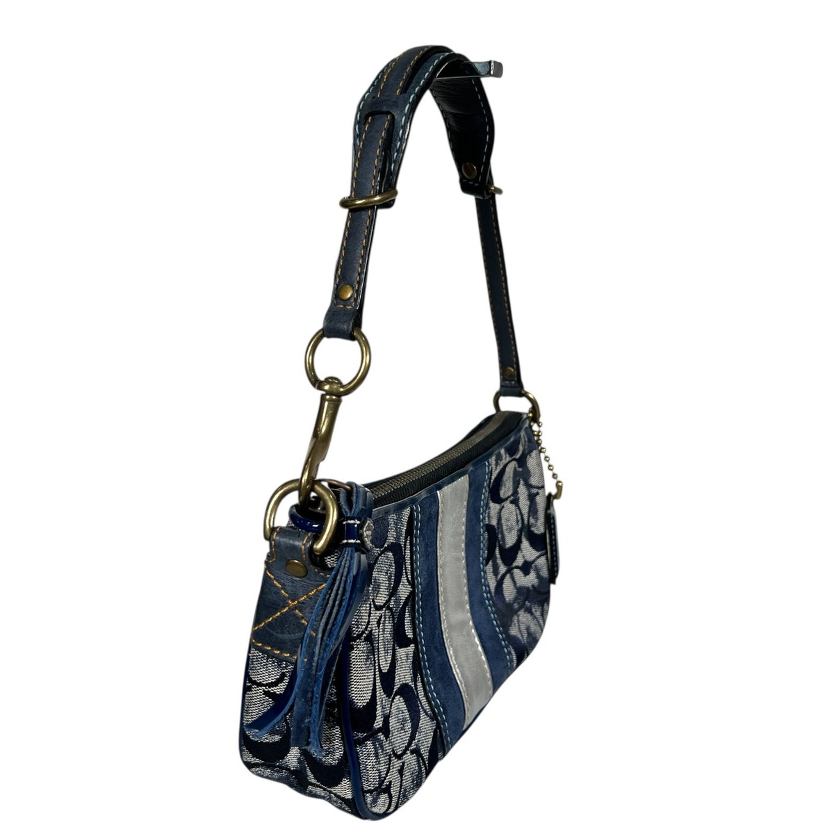 Vintage Coach Signature Mini Sufflette Denim Shoulder Blue