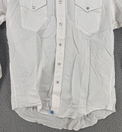 Vintage Wrangler Cowboy Cut Regular Fit X-Long Tails 16.5 x 33 White Pearl Snap - Picture 3 of 12