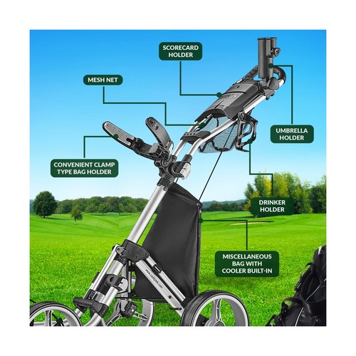 CaddyTek Explorer V8 - SuperLite 4 Wheel Golf Push Cart, Explorer Version 8 - Picture 5 of 9