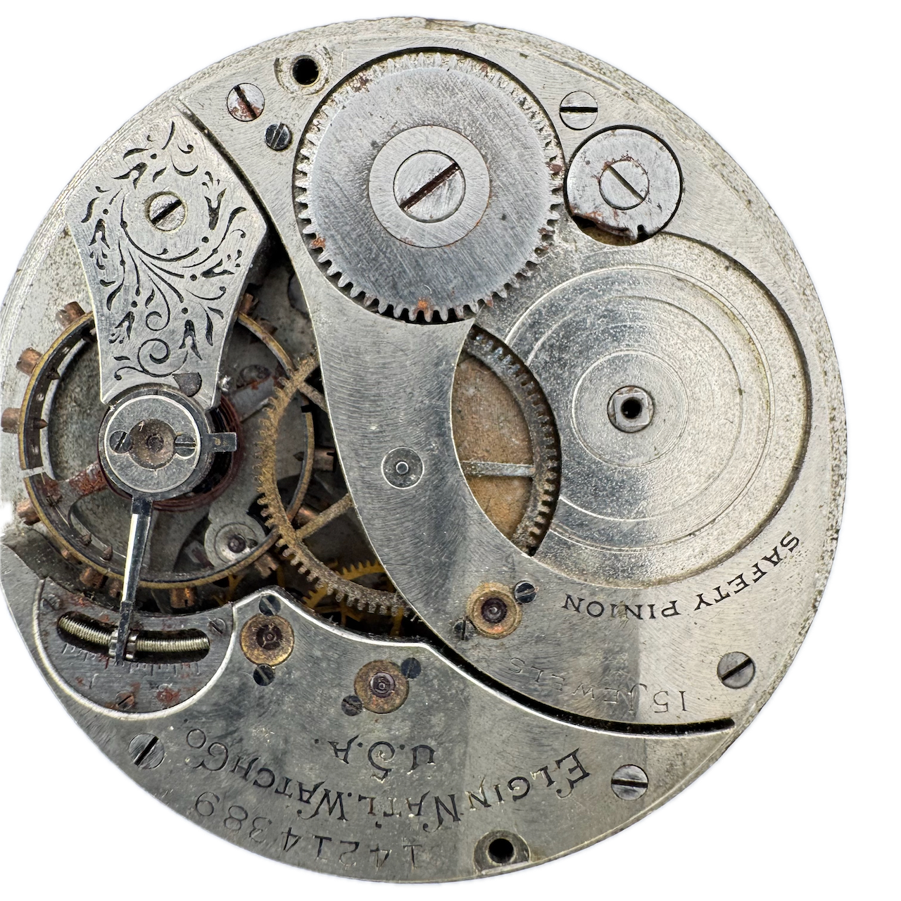 Antique 1910 Elgin 15 Jewel 12s Mechanical Pocket Watch Movement 357 Incomplete Parts