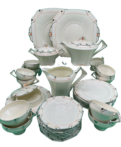 Antique Art Deco Alfrex Meakin Marigold , Pricess Shape Tea Set