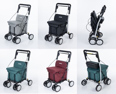 Einkaufs-Rollator Carlett klappbar Einkaufstrolley mit Sitz Roller Wagen 4 Räder