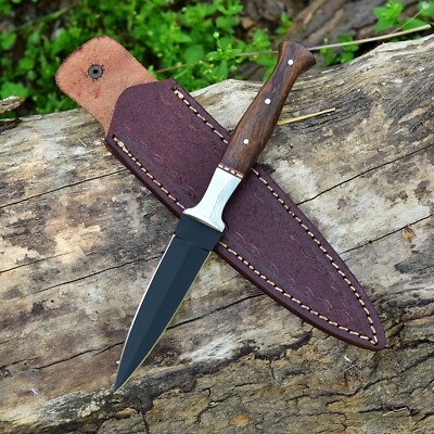 8.5  Double-Edged D2 steel Dagger boot Knife Hunting wood handle Outdoor Sports