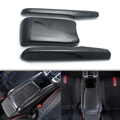 Carbon Fiber Pattern Center Armrest Box Panel Cover Trim For Honda Civic 2016-21