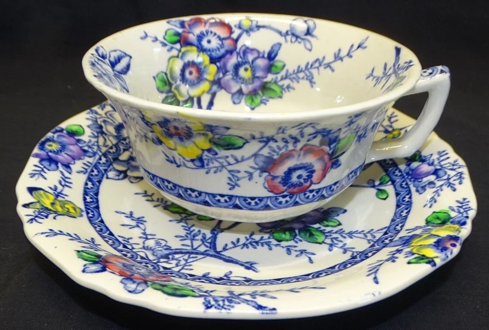 Alfred Meakin Medway Blue Decor Multicolor Set of 4 Cups & Saucers - Image 2 of 4