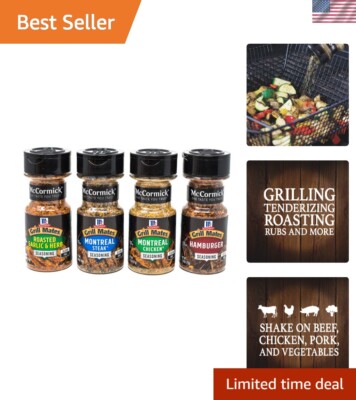 Ultimate 4 Count Grilling Seasoning Set: Perfect for Steaks, Burgers & Veggies