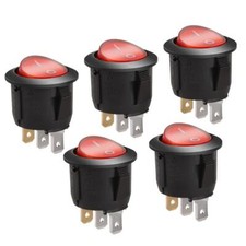 Round Rocker Switch, RK2-13, ON-OFF, SPST, 3 Terminals, Red light, 10A 250VAC,