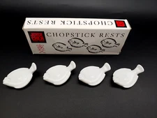 JOYCE CHEN Porcelain Chopstick Rests Elegant Fish Pattern Set Of 4 Japan