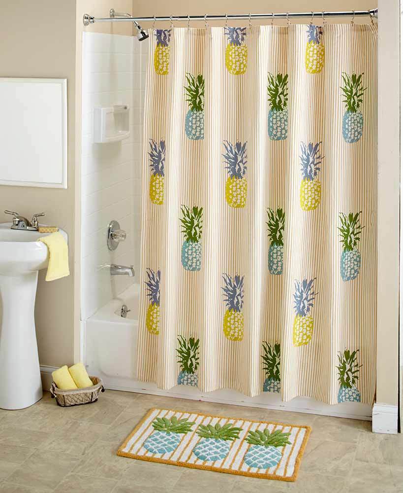 Tropical Paradise Pineapple Shower Curtain Bath Novelty Fruit Beach Bath Decor For Sale Online