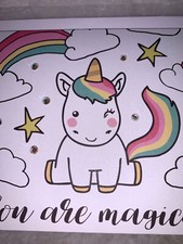 Happy Birthday Greeting Card Unicorn Rainbow Bling You Are Magical Rhinestone