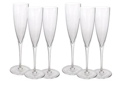 Baccarat Dom Perignon Champagne Flutes Hand Blown Crystal 9 1/4"- Set of 6