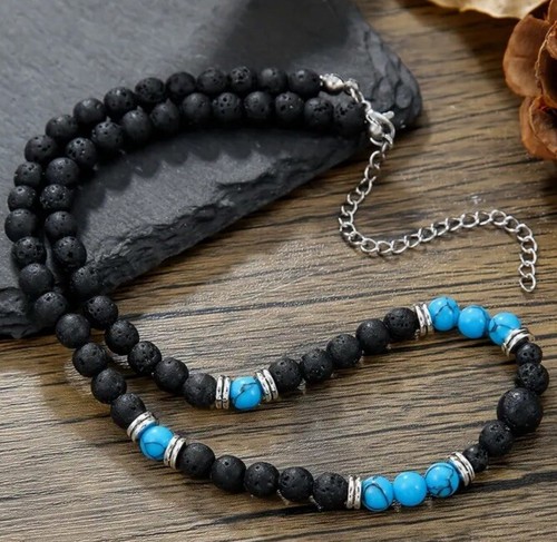 Men's Pendants Tiger Bead Stone Blue Necklace Fashion Christmas Gift for men - Picture 4 of 4