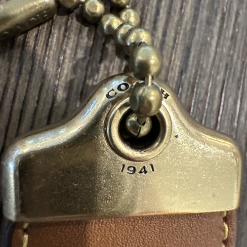 COACH 1941 Bag Hanging Tag Leather - Horse & Carriage Bag Charm Fob Brown/Brass - Picture 3 of 7