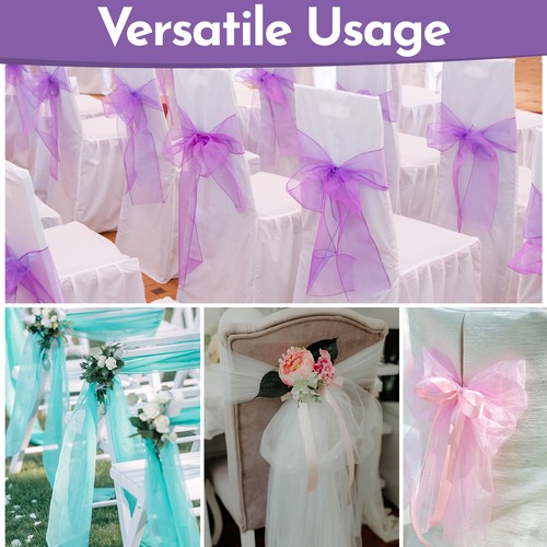 Silla de organza de boda fajas ancho lazo completo para decoración de fiesta 1x-100x - Imagen 296 de 391