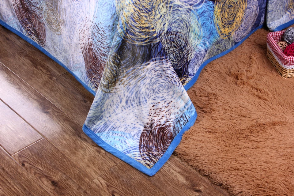 DaDa Bedding Travel Colorful Blue Swirly Soft Warm Flannel Fleece Throw Blanket - Image 4 of 4